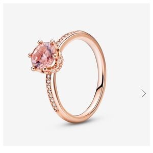 Pandora 14k Rose Gold Pink Sparkling Crown Ring